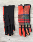 Tartan Touch Screen Full Finger Ladies Wool Gloves with Fleece