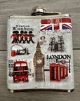 Stainless Steel Hip Flask, London Icons, Gift, Big Ben, London Bus, Guards