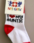 I Love My Auntie Socks, Baby Newborn Kids Socks, Unisex Seamless Cotton Rich Novelty Socks 0-3 Years