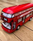 London Red Double Decker Bus Pull Back and Go Kids Toy Die Cast Metal