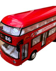 London Red Double Decker Bus Pull Back and Go Kids Toy Die Cast Metal