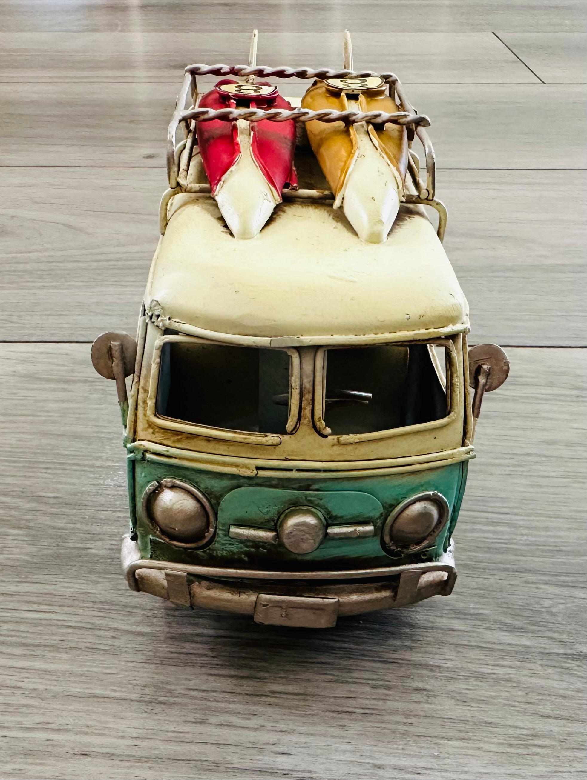 Vintage Style Floral Camper Van Ornament Tin Metal Retro Antique