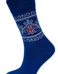 Blue sock with 'London' and Union Jack design