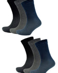 6 Pairs Light Soft Elasticated Fit Cotton Rich Mens Diabetic Socks