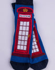 Unisex Seamless London Red Telephone Box Cotton Rich Novelty Kids Socks 8-15 Years