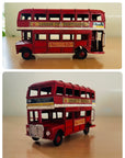 Vintage London Double Decker Bus, Retro Red Bus, City Sightseeing, Metal Ornament Antique