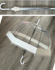 White Clear Dome See Through Transparent Auto Open Brolly Umbrella