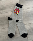 Seamless London Red Bus Double Decker Bus Cotton Rich Socks, Novelty Fun Gift Socks