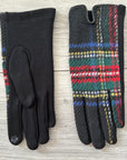 Tartan Touch Screen Full Finger Ladies Wool Gloves with Fleece
