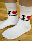 I Love London White Socks, Unisex Seamless Novelty Fun Gift Cotton Rich Kids Socks