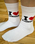 I Love London White Socks, Unisex Seamless Novelty Fun Gift Cotton Rich Kids Socks