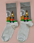 London Eye Westminster Abbey Guards Big Ben Socks, Seamless Novelty Fun Gift Socks