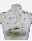 Feather Silver Foil Ladies Fashion Large Size Scarf Shawl Sarong Wrap