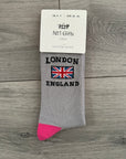 Seamless Union Jack London England Cotton Rich Socks, Novelty Fun Gift Ladies Women’s Socks