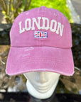 Vintage London Baseball Cap Unisex Distressed Look Hat Embroidered Logo & Adjustable Strap