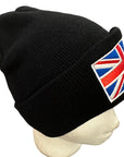 Union Jack Flag Black Beanie Hat