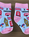 London Icons Baby Girl Newborn Toddler Seamless Gift Fun Socks, 0-4 Years