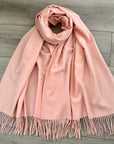 Pink Soft Plain Cashmere Blend Large Unisex Winter Warm Scarf Shawl