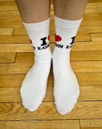 I Love London White Socks, Unisex Seamless Novelty Fun Gift Cotton Rich Kids Socks