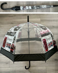 London Icons Clear Dome See Through Transparent Auto Open Brolly Umbrella