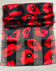 Poppy Remembrance Day Shiny Silky Soft Striped Satin Chiffon Scarves