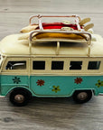 Vintage Style Floral Camper Van Ornament Tin Metal Retro Antique Home Decor