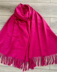 Fuchsia Soft Plain Cashmere Blend Large Unisex Winter Warm Scarf Shawl