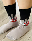 Seamless London Skyline Red Bus Big Ben Socks, Novelty Fun Gift Socks