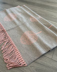 Soft Pink Grey Mulberry Life Tree Print Large Reversible Cashmere Blend Warm Scarf Shawl