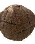6 Panel Flat Cap, Plaid Wool Blend Hat, Classic Ivy Cap, British Style Cap