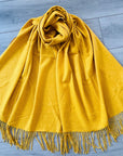 Mustard Soft Plain Cashmere Blend Large Unisex Winter Warm Scarf Shawl