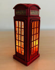 Iconic British Style London Red Telephone Box Booth, Metal Retro Vintage, LED Candle Light