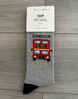 Seamless London Red Bus Double Decker Bus Cotton Rich Socks, Novelty Fun Gift Socks