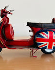 Vintage Rustic Style Union Jack Scooter Ornament Metal Retro Motorbike Antique, Decor