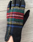 Tartan Touch Screen Full Finger Ladies Wool Gloves with Fleece