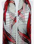 Red Abstract Design Shiny Silky Satin and Chiffon Soft Scarf Shawl