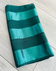 Teal Green Satin Striped Chiffon Lightweight Soft Silky Ladies Scarf Shawl
