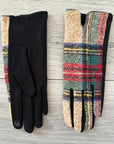Tartan Touch Screen Full Finger Ladies Wool Gloves with Fleece