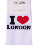 I Love London White Socks, Unisex Seamless Novelty Fun Gift Cotton Rich Socks