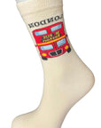 Seamless London Red Bus Double Decker Bus Cotton Rich Socks, Novelty Fun Gift Socks