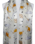 Multi Cats Breed Silky Satin Soft Ladies Scarf Shawl Wrap