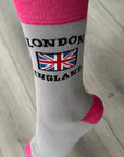 Seamless Union Jack London England Cotton Rich Socks, Novelty Fun Gift Ladies Women’s Socks