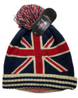 Union Jack Striped Pompom Bobble Unisex Warm Hat with Super Soft Fleece Lining