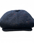 Newsboy Cap Herringbone Navy Flat Cap, Wool Baker Boy Hat, Peaky Blinders Vintage Style Flat Top Cap, Gift for Him