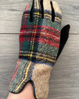 Tartan Touch Screen Full Finger Ladies Wool Gloves with Fleece