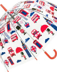 London Icons Clear Dome See Through Transparent Auto Open Brolly Umbrella