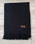 Black Soft Plain Cashmere Blend Large Unisex Winter Warm Scarf Shawl