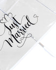 Just Married Clear Dome See Through Transparent Auto Open Wedding Brolly Umbrella