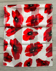 White Poppy Remembrance Day Shiny Silky Soft Striped Satin Chiffon Scarves