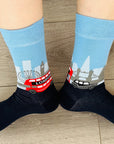 London Skyline Red Bus Big Ben Socks, Novelty Fun Gift Socks